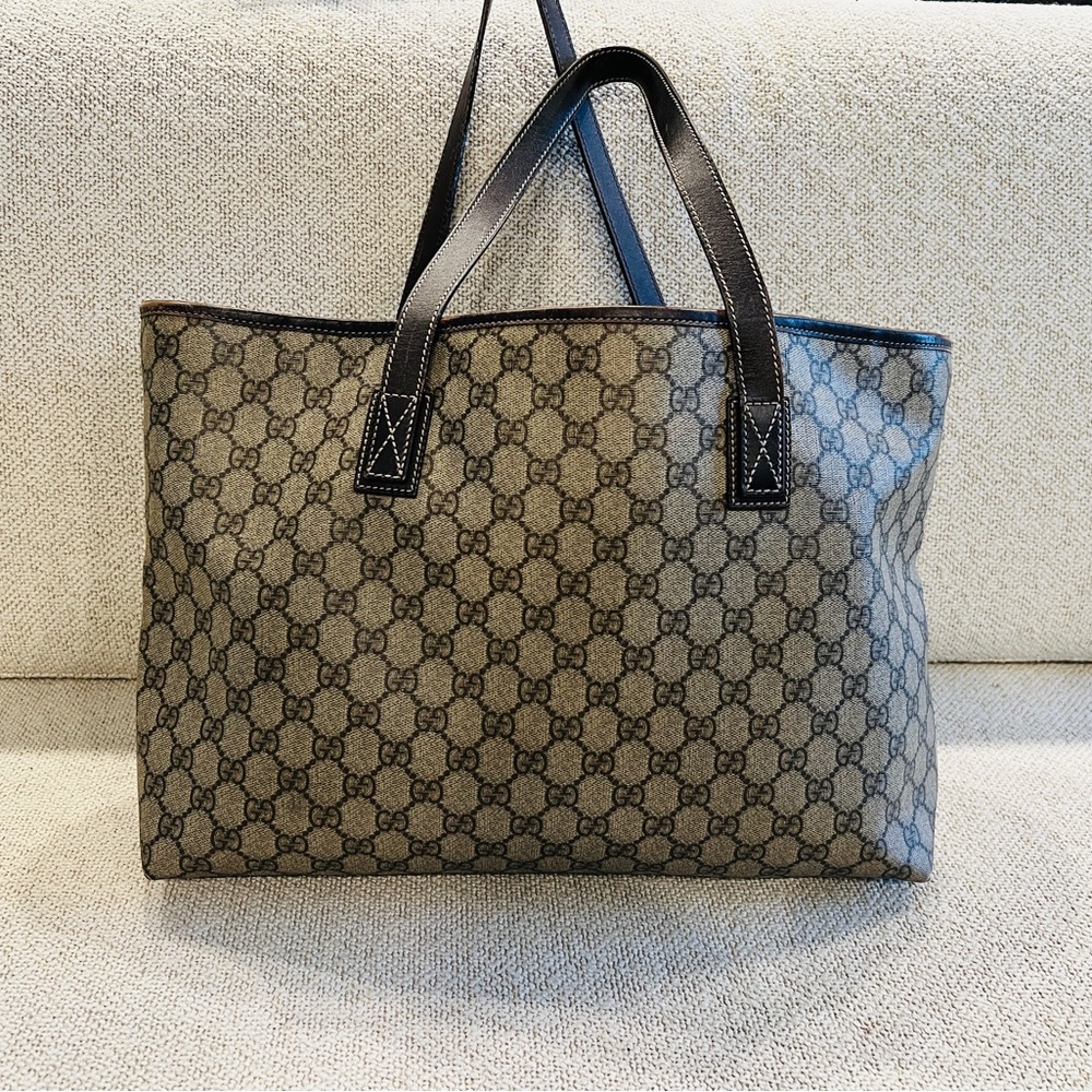 Gucci Beige and Brown Patterned Large Tote